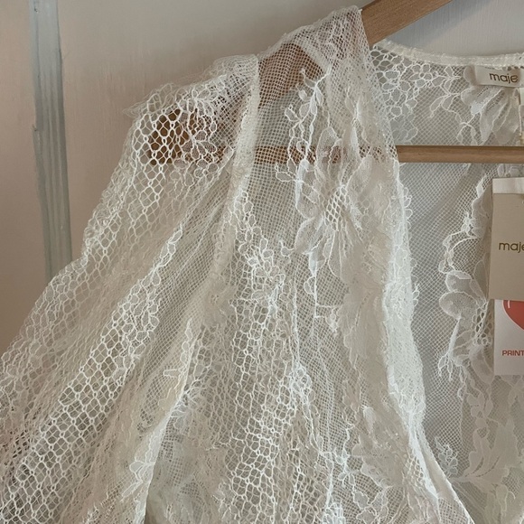 New! Maje Lace Overlay Blouse - Picture 7 of 10